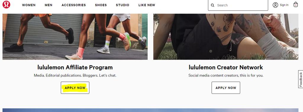 lululemon affiliate - how to join 2